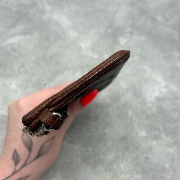 MIU MIU Brown Pebbled Leather Wristlet Purse Flower Trim Made In Italy - Picture 9 of 14